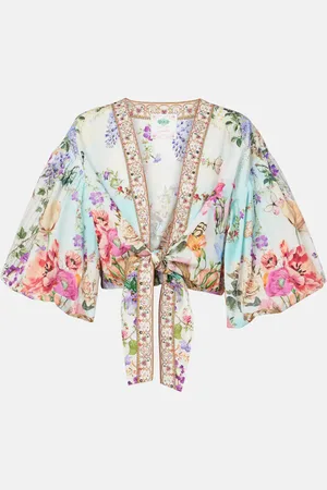 Camilla Top envolvente de algodón estampado