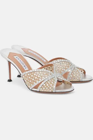 Aquazzura Mules Crystal Lover 75 con piel