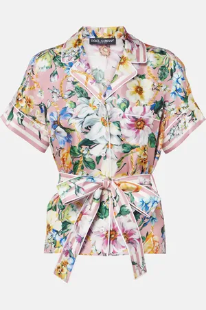 Dolce & Gabbana Camisa de seda floral con lazo