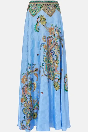 Etro Falda larga de crepé de china de seda