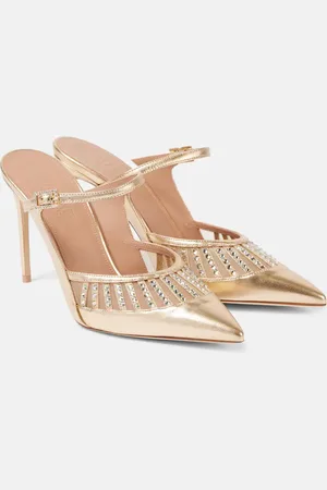MALONE SOULIERS Mules Bardot 90 de piel metalizada