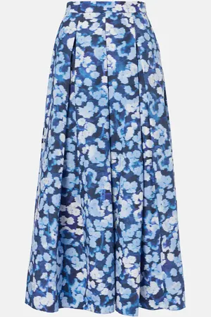 Erdem Falda midi de algodón floral plisada