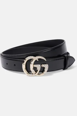 Gucci Cinturón Double G de piel con cristales