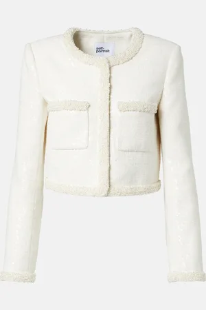 Self-Portrait Chaqueta de bouclé adornada