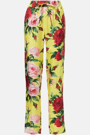 Dolce & Gabbana Pantalones rectos de seda floral
