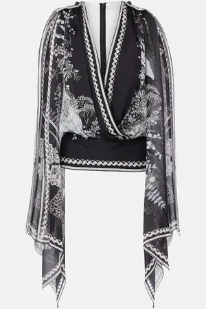 Elie saab Blusa de chifón de seda estampada