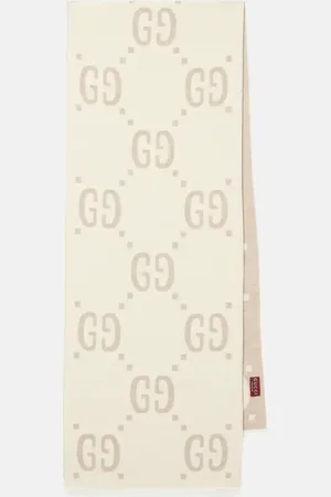 Gucci Bufanda de lana y seda con GG