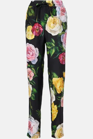 Dolce & Gabbana Pantalones rectos de seda floral