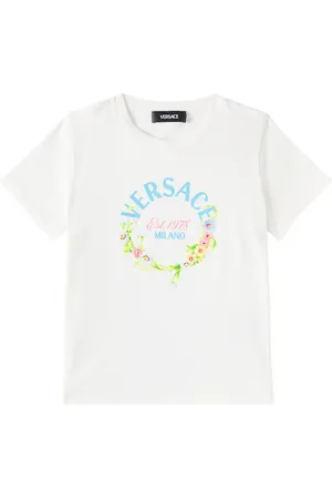 VERSACE Camiseta de algodón floral con logo
