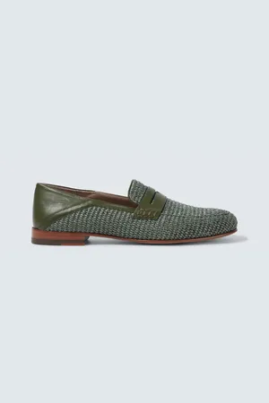 Manolo Blahnik Mocasines Padstow de rafia con piel