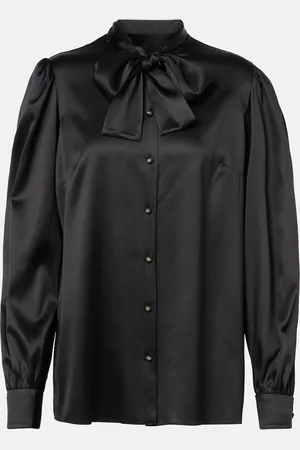 Dolce & Gabbana Blusa de satén de mezcla de seda con lazada