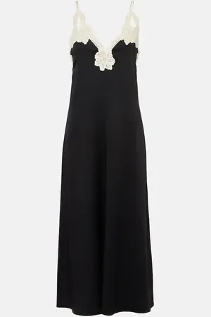 Jil Sander Vestido lencero con aplique floral