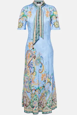 Etro Vestido midi de satén con paisley