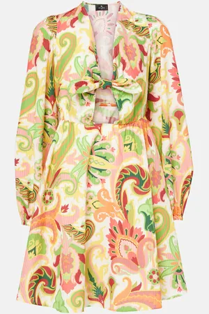 Etro Vestido corto de algodón y seda floral