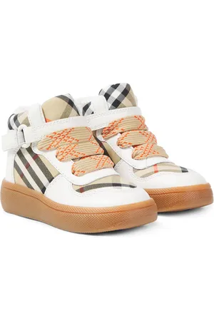 Burberry Zapatillas de piel y lona con Burberry Check
