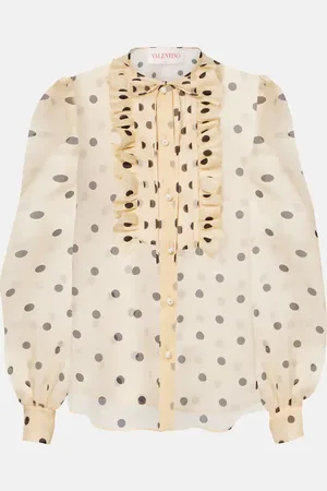 VALENTINO Blusa en organza de seda con lunares