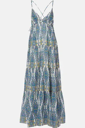Etro Vestido largo de algodón y seda estampado