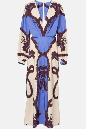 JOHANNA ORTIZ Vestido midi Latitud Marina de algodón