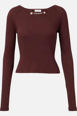 Alexander McQueen Top de jersey de algodón con cadena