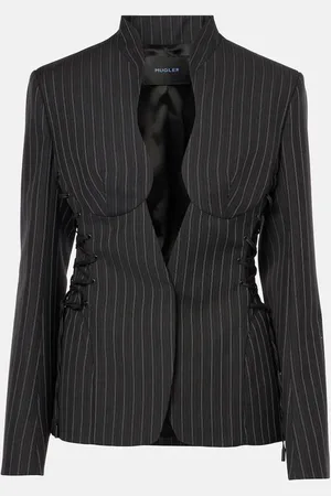 MUGLER Blazer de mezcla de lana con raya diplomática