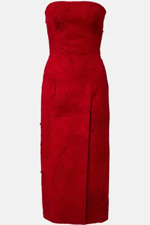 Alexander McQueen Vestido midi de ante con efecto desgastado