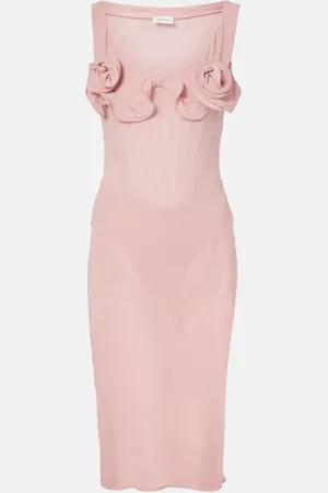 MAGDA BUTRYM Vestido bustier de mezcla de seda con aplique floral
