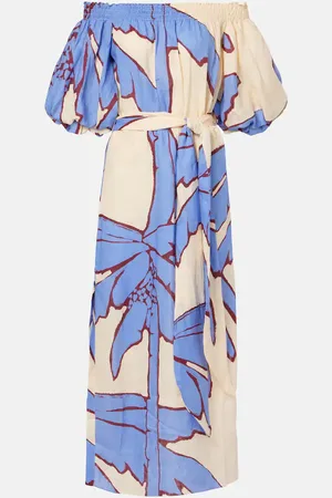 JOHANNA ORTIZ Vestido midi de lino estampado