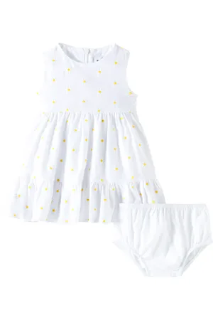 Il gufo Bebé - set de vestido floral y braga de algodón