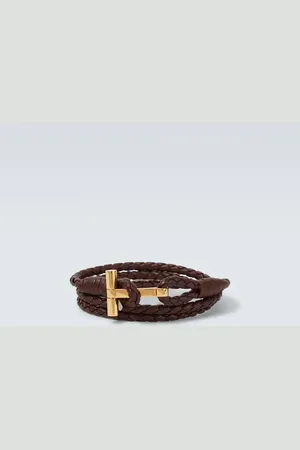 Tom Ford Pulsera T de piel trenzada