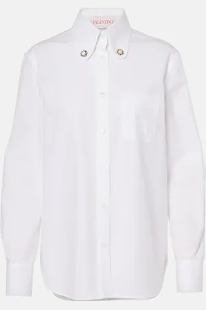 VALENTINO Camisa de popelín con perlas sintéticas