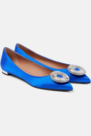 Aquazzura Bailarinas Crystal Hoop de satén