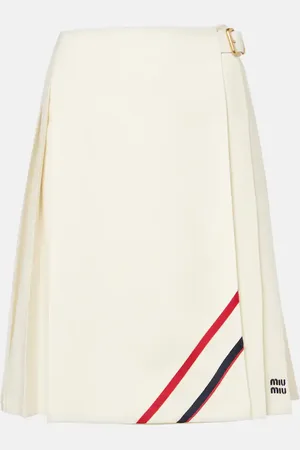 Miu Miu Falda midi plisada de lana y mohair