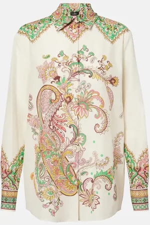 Etro Camisa de algodón y seda estampada