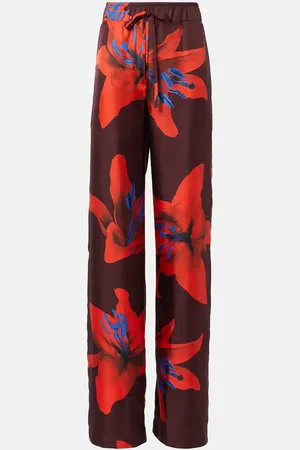 Alexander McQueen Pantalones anchos de seda estampados