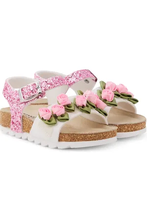MONNALISA Sandalias con glitter y aplique floral
