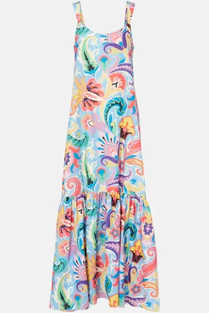 Etro Vestido largo de algodón y seda