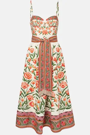 Farm Rio Vestido midi de algodón estampado