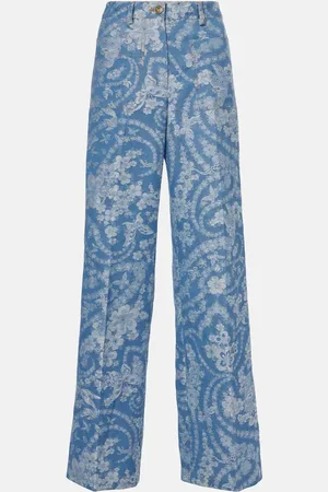 Etro Pantalones anchos de algodón y lino