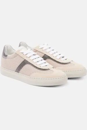 Brunello Cucinelli Zapatillas de ante y malla con cuentas Monili