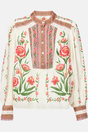 Farm Rio Blusa de mezcla de algodón estampada