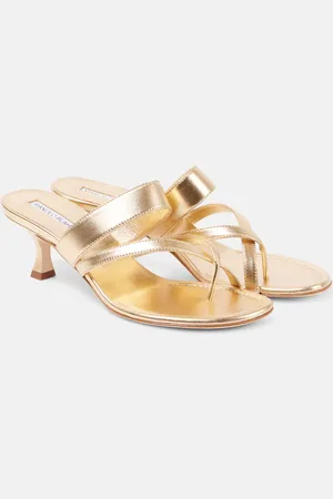 Manolo Blahnik Mules Susa 50 de piel metalizada