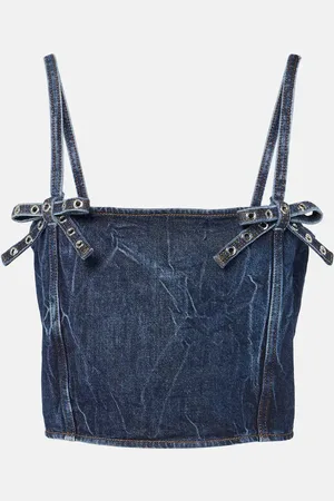 Ganni Crop top en denim con lazo