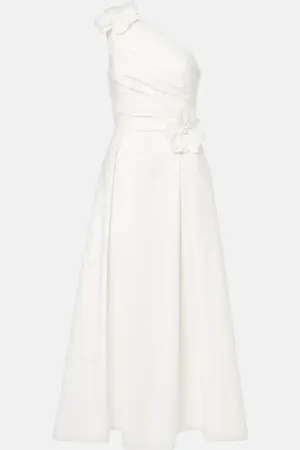Elie saab Vestido midi de popelín de algodón