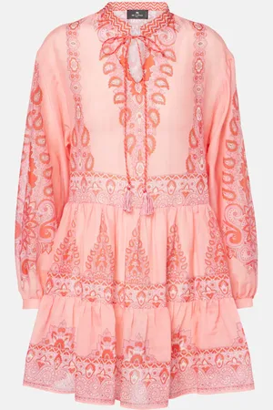 Etro Vestido corto de algodón y seda