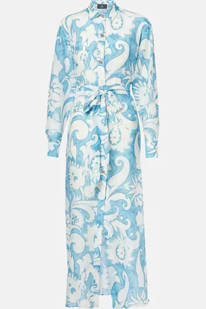 Etro Vestido camisero de algodón y seda