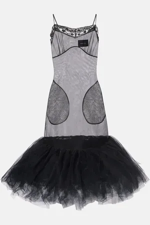 Simone Rocha Vestido lencero con ribete de tul