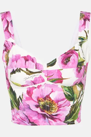 Dolce & Gabbana Bustier en mezcla de algodón floral