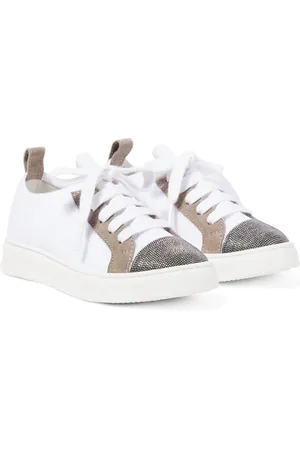 Brunello Cucinelli Zapatillas de lona con piel