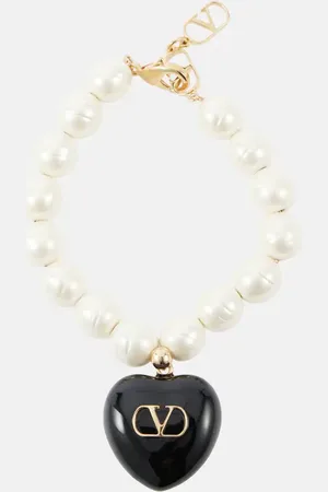 VALENTINO Pulsera VLogo con perlas sintéticas