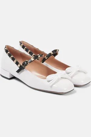 VALENTINO GARAVANI Bailarinas Mary Jane Rockstud Bow de piel